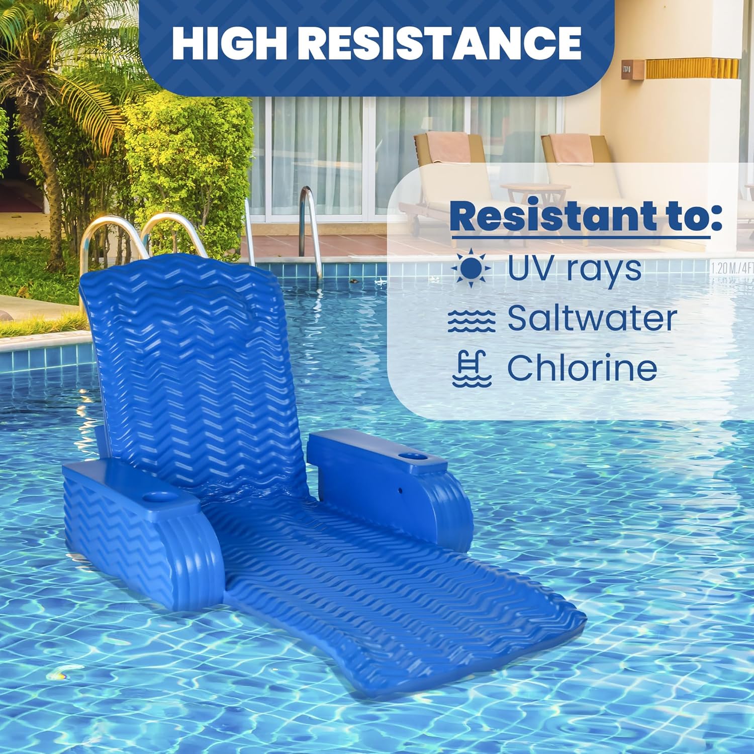 Cococabana Paradise Foam Pool Chair – foam pool chair, vinyl‑coated lounger, reclined back with headrest, ergonomic