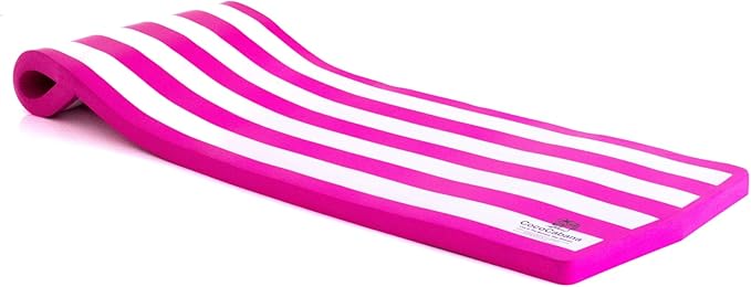 Cococabana Cococabana Foam Pool Float 74” – 74” foam pool float, vinyl‑coated, with headrest, pink stripes, lightweight