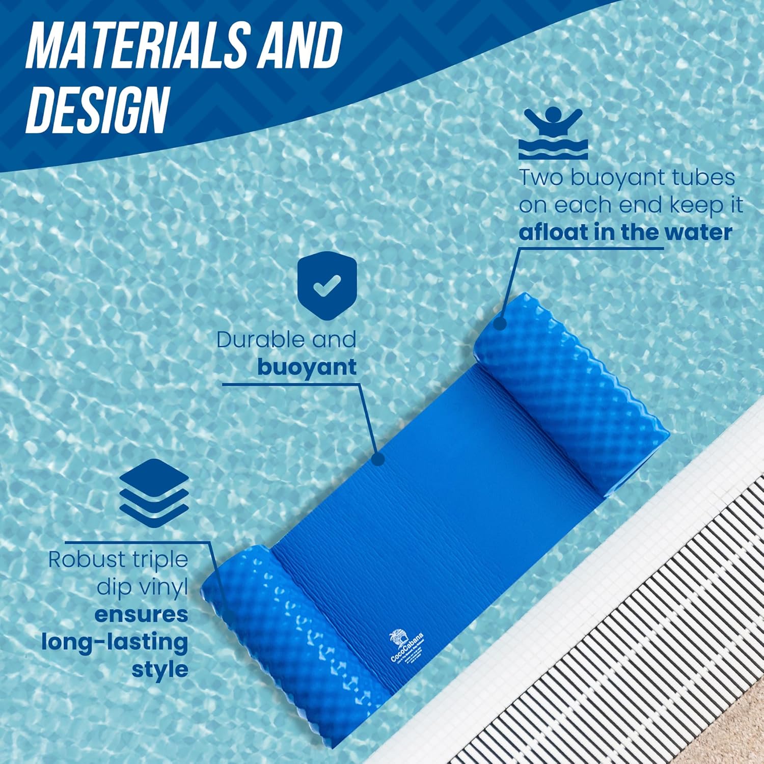 Cococabana 4 In 1 Water Hammock Float Pacific Blue – inflatable pool hammock, 4‑in‑1 water hammock, ergonomic