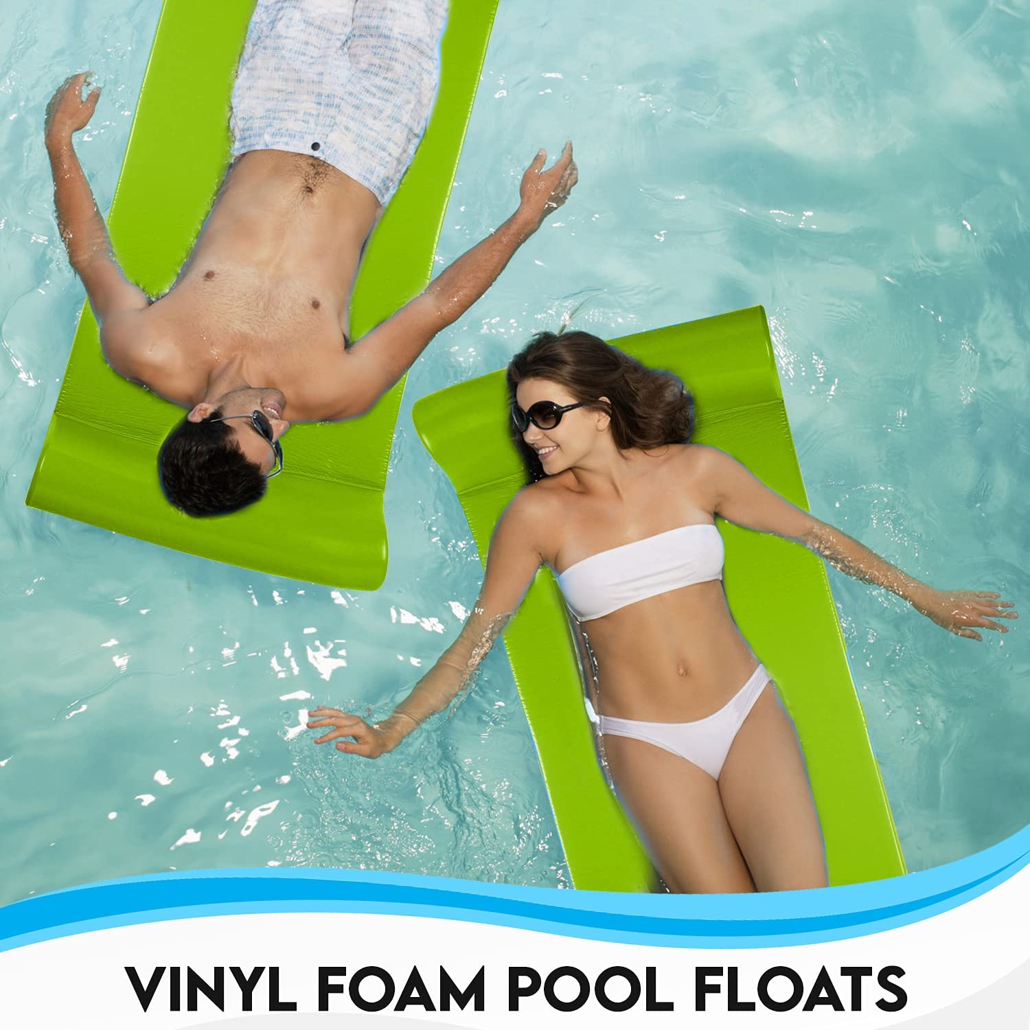 Cococabana Cococabana 70” Foam Pool Float – 70” foam pool float, vinyl‑coated, with headrest, key lime, ergonomic
